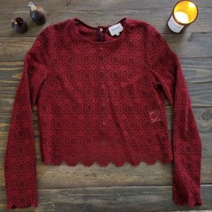 Sézane Red Lace Top